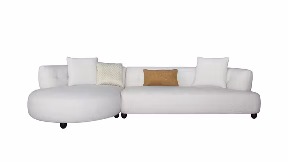 Canapea de colt Spencer textil White, perne incluse, stanga