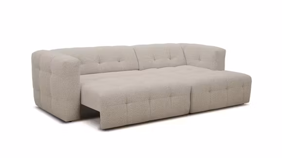 Canapea extensibila electrica Santino textil Bibury Taupe, sezlong dreapta