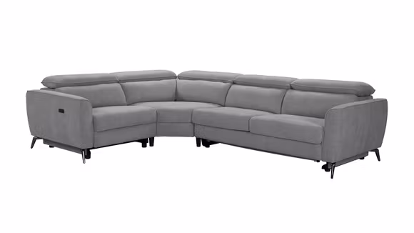 Canapea extensibila Locke cu recliner electric, textil Sutton Grey, stanga