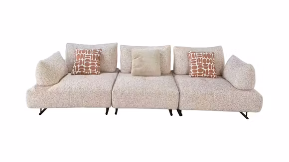 Canapea liniara 3 locuri Paige textil Maro deschis