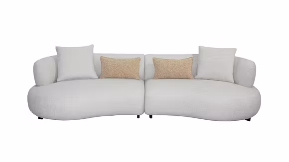 Canapea liniara Aria textil Cloud Beige cu 4 perne incluse