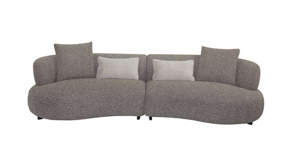 Canapea liniara Aria Textil Grey cu 4 perne incluse, vedere frontala