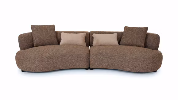 Canapea liniara Aria Textil Grey cu 4 perne incluse, vedere frontala