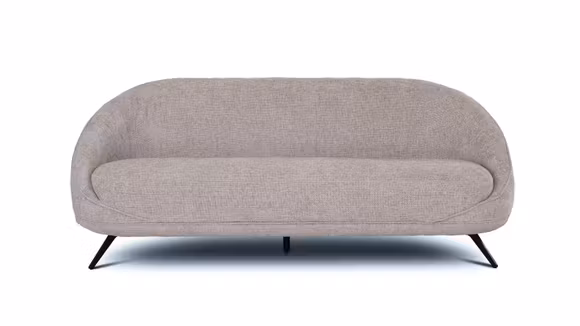 Canapea liniara Graziosa textil Champagne, produs expus, cu design elegant si tapiterie luminoasa.