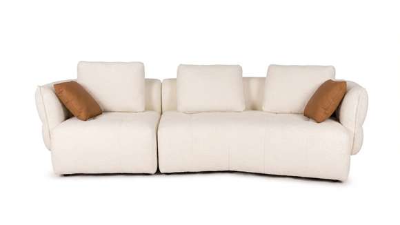 Canapea liniara Lauriano 1.5P+3P textil Silk White
