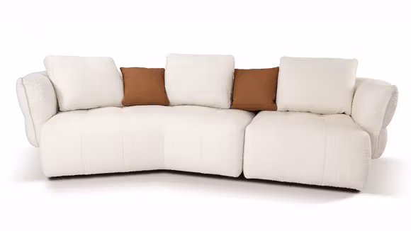 Canapea liniara Lauriano 3P+1.5P textil Silk White