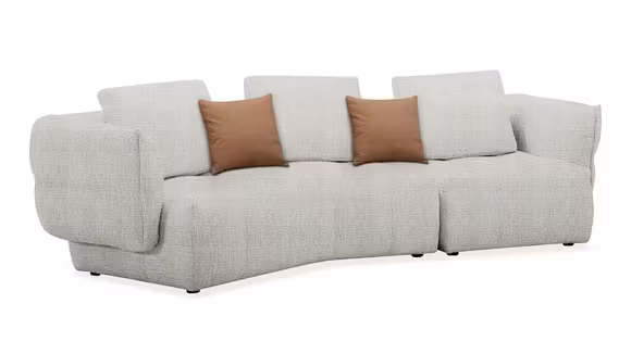 Canapea liniara Lauriano 3P+1.5P textil Silk White