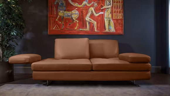 Canapea liniara Luna 3 locuri Piele Torello Cognac