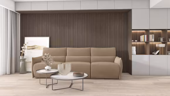 Canapea liniara Stupore 3 locuri textil Taupe