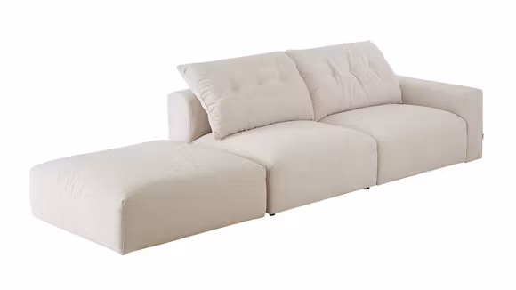 Canapea modulara Sergio textil Top Pearl, Pouf stanga