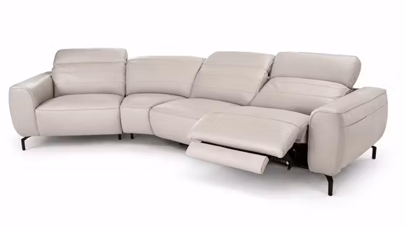 Canapea modulara Zenith cu recliner electric dreapta, piele Denver Smoke