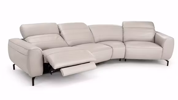 Canapea modulara Zenith cu recliner electric stanga, piele Denver Smoke