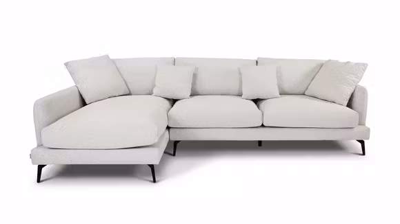 Canapea 2 locuri cu sezlong Monaco Bouclee Ivory, stanga