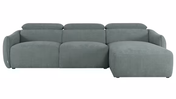 Canapea cu sezlong Acapulco textil Green, cu sezlong pe partea dreapta, tapiterie verde si design contemporan pentru living modern.