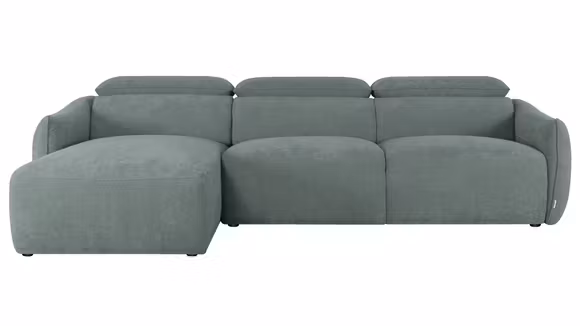Canapea cu sezlong Acapulco textil Green, cu sezlong pe partea stanga, tapiterie verde si design contemporan pentru living modern.