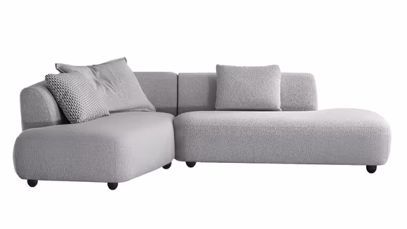 Canapea de colț Allison cu design modern și tapițerie textilă deschisă la culoare, ideală pentru livinguri elegante