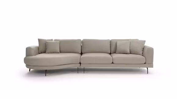 Canapea de colt cu sezlong Carini Bouclee Beige, stanga