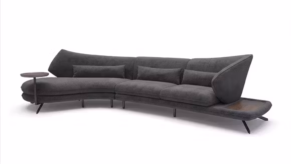 Canapea de colt Hug textil Dark Grey, stanga