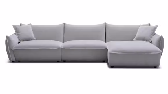Canapea cu sezlong June Grey, dreapta, cu tapiterie textila V2030-12 Grey si design contemporan pentru living modern.