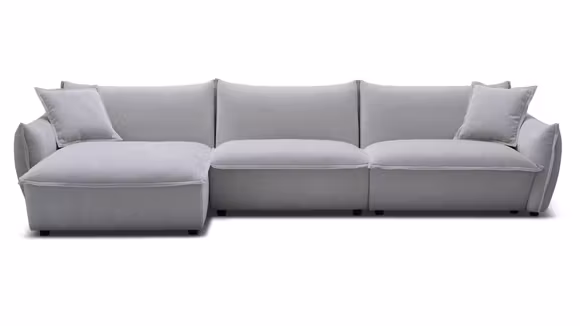 Canapea de colt June Grey, stanga, cu design contemporan si finisaj Grey.