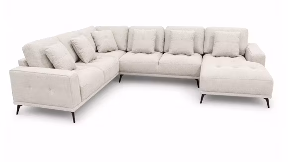 Canapea de colt U cu sezlong dreapta Hugo textil Nala Taupe