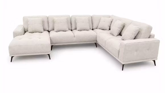 Canapea de colt U cu sezlong stanga Hugo textil Nala Taupe