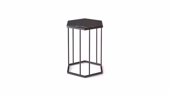Masuta de cafea Renee Matt Black/Calacatta Black Marble 40x34.5