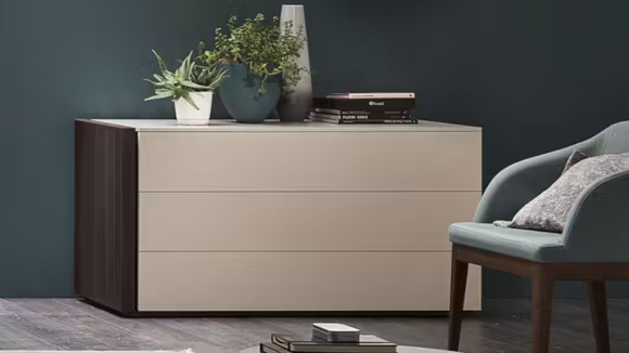 Comoda Capitol 3 sertare Madreperla + Rovere Moka