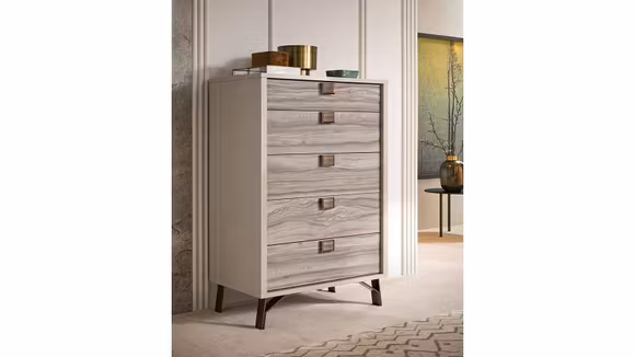 Comoda inalta Jupiter Pearl Line High Gloss + Eco Stone Matte