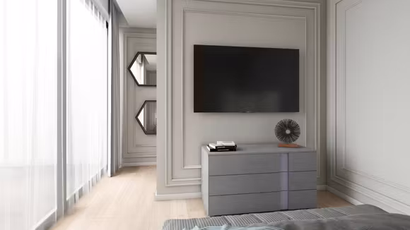 Comoda Riva 3 sertare Nobilitato Calce + Alluminio Opaco