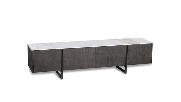 Comoda TV Alpha Calacatta Marble Ceramic + Oak Veneered 180x40
