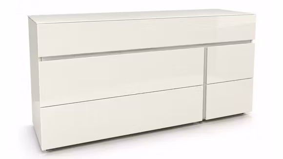 Comoda Twice 5 Sertare L150 Gloss Bianco - Expusa