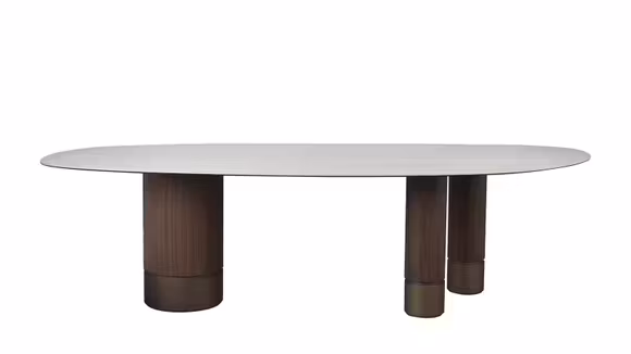 Masa Corelli Ceramica 260x118cm – Blat Ceramic Premium, Structura Metal Bronze + Lemn Walnut, Design Modern pentru Living si Dining