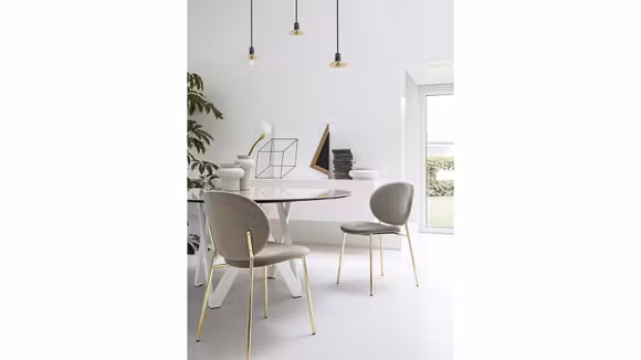 Scaun Inès textil Polished Brass Venice Sand