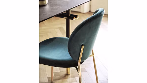 Scaun Inès textil Polished Brass/Forest Green