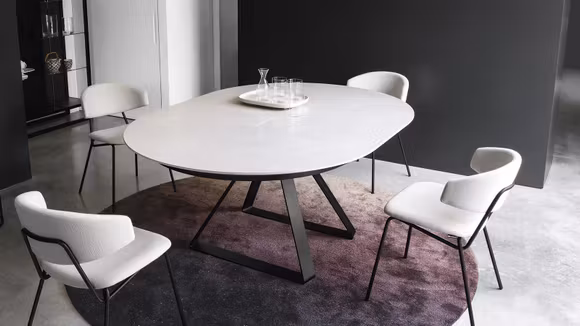 Masa rotunda extensibila Atlante Matt Black/Salt White 127(177) cm