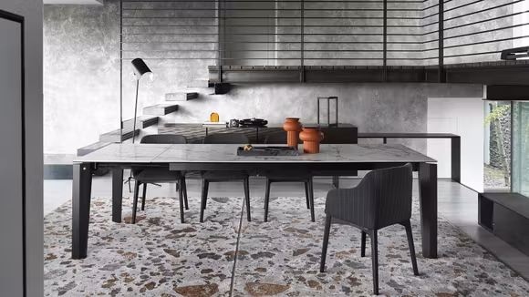 Masa extensibila Abrey Matt Black/ Silk White Marble 180 (240) cm