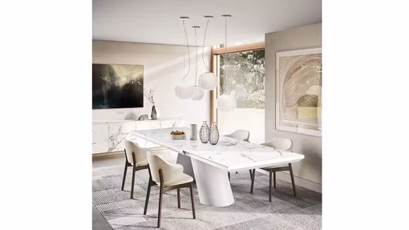 Masa extensibila Apian Plus Matt Optic White/Silk White Marble 200(300) cm
