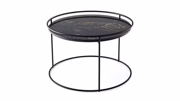 Masuta de cafea Atollo Matt Black/Calacatta Black Marble 62.5 cm
