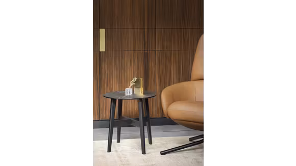 Masuta de cafea Abrey Matt Black/Calacatta Black Marble, cu structura din lemn si blat elegant pentru living.