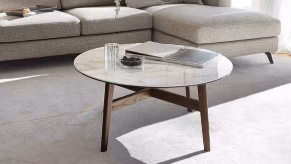 Masuta de cafea Abrey Canaletto Walnut/White Marble