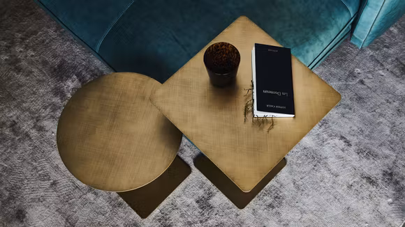 Masuta de cafea patrata Step Brushed Brass