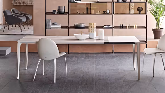 Masa extensibila Boulevard Keramik Drive Titanium/Glossy Golden Calacatta