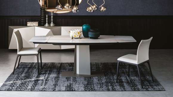 Masa extensibila Duffy Keramik Drive Titanium/Alabastro 140 cm