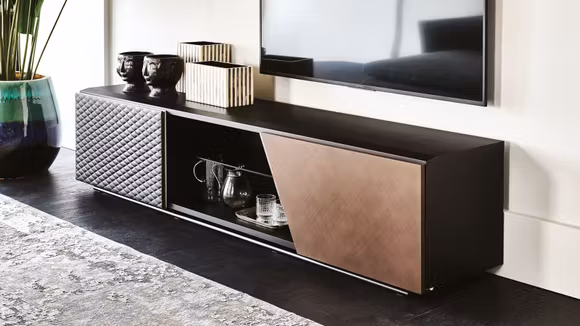 Comoda TV Aston Piele Black/Brushed Bronze