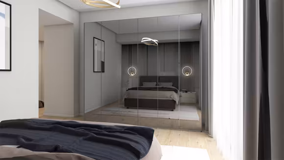 Dressing Cristal batant Piombo Opaco + sticla Specchio Fume + manere Incasso