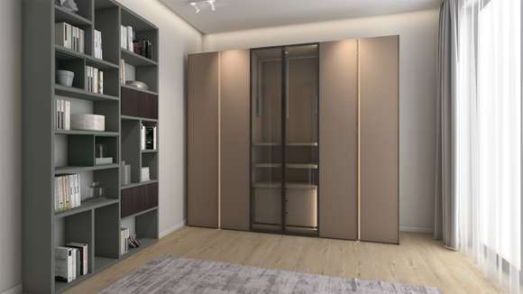 Dressing Uno + Jerry batant structura + manere Rame Perla Opaco + sticla Reflex Fume + Led