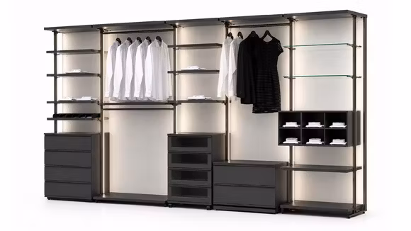 Dressing deschis Piombo Opaco + London Opaco + Vetro Transparente, 462 cm, produs expus, cu design modern.