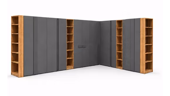 Dressing Uno Piombo Opaco + Rovere Nodato + Maner London Opaco, produs expus, cu design modern.