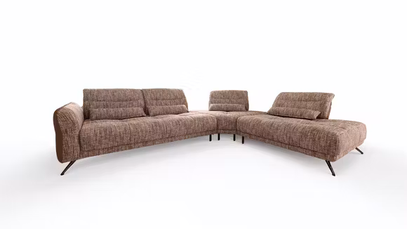 Canapea de colt cu sezlong Ernesto textil Vannes Brown, dreapta